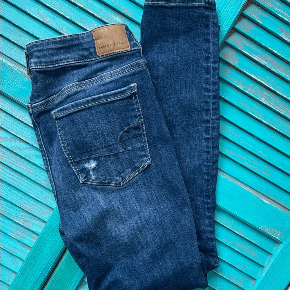 American eagle outfitters size 8 skinny jeans dark wash gently used - Picture 9 of 9